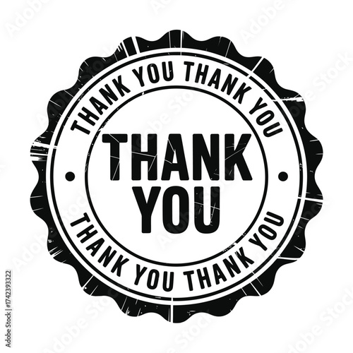 Vintage thank you stamp seal with jagged edges