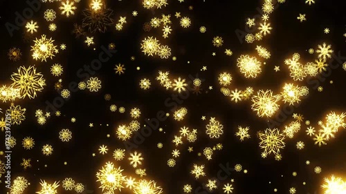 Animated abstract background of falling snowflakes