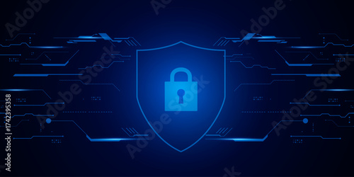 Cyber security technology concept , Shield With Keyhole icon , personal data , vector illustration.	
