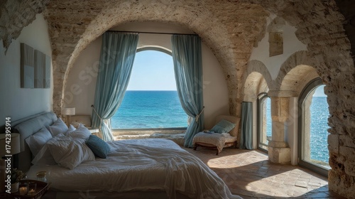 Coastal bedroom with a view