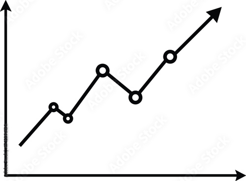 Vector line chart with data points, upward trend graph, business growth illustration, financial progress, market analysis, performance visualization