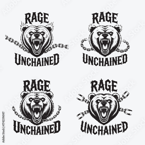 Vintage Bear Head T-Shirt Design | Wild Animal Typography Artwork | Fearless Forest Bear Illustration for Apparel & Prints