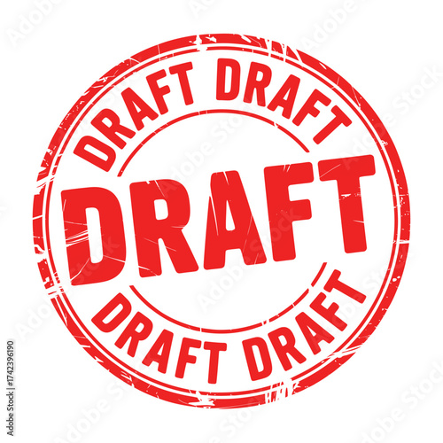 Red stamp seal indicating document is a draft