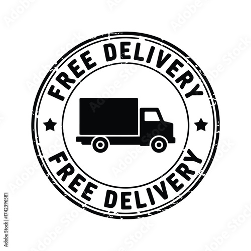 Free delivery stamp with truck icon