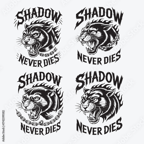 Vintage Panther Head T-Shirt Design | Wild Cat Typography Artwork | Fierce Jungle Animal Illustration