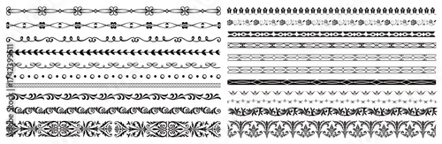 Set of decorative vector borders and dividers. Ornamental lines, floral elements, and vintage design collection for invitations, certificates, pages, and classic decoration projects.