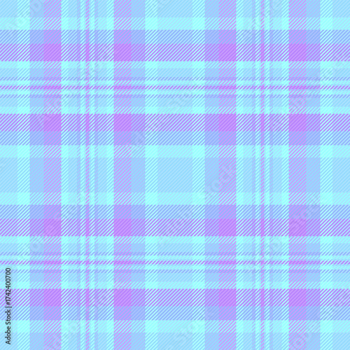 Mesh tartan seamless pattern, day check vector textile. Stripped texture background plaid fabric in cyan and teal colors.