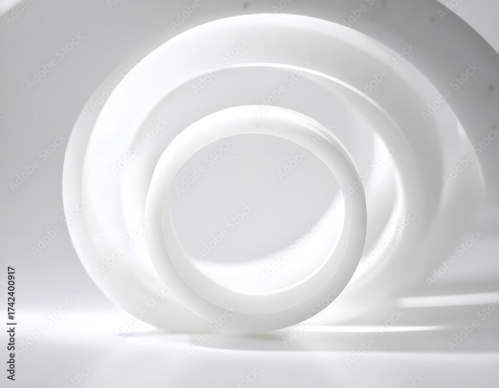 Obraz premium Abstract White Spiraling Sculpture On A Light Gray Background