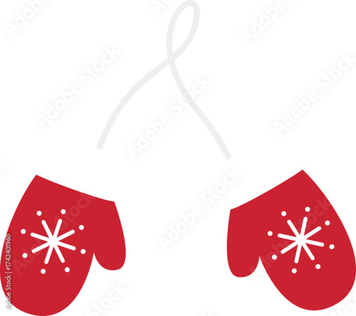 Christmas gloves decorated with snowflakes flat vector illustration.
Winter Festive mittens isolated.
Transparent background. SVG.
