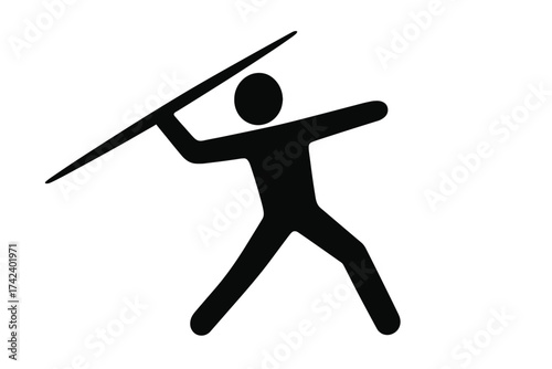 Wellness icon with human figure holding spear, healthy lifestyle vector illustration, fitness and active living symbol, transparent background, minimalist design