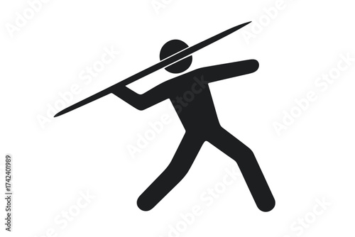 Silhouette of Athlete Throwing Javelin Sport Vector Illustration Icon, Healthy Lifestyle Concept, Dynamic Athletic Movement, Sportsmanship and Fitness Design