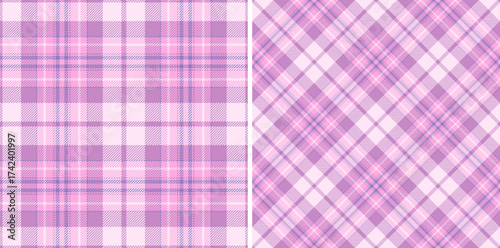Vector fabric check of seamless textile texture with a tartan pattern background plaid. Set in favorite colors. Classic wool coats.