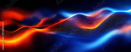 Vibrant and dynamic glowing waves with colorful patterns