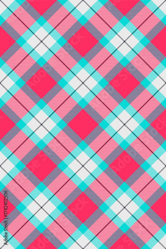 Girly vector textile plaid, postcard fabric check tartan. Pyjamas texture background pattern seamless in red and white colors.