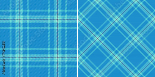 Textile plaid check of seamless background texture with a pattern fabric vector tartan. Set in sea colors of symmetry tissue designs.