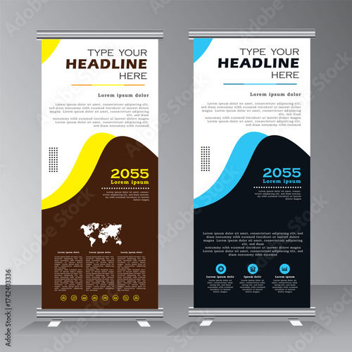 roll up banner design, vertical banner template, vector eps 10