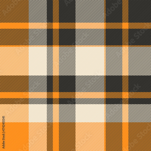 Classic plaid pattern in warm tones. Tartan fabric background with intersecting lines and checks. Suits designs needing tradition, style, or a fall feel.