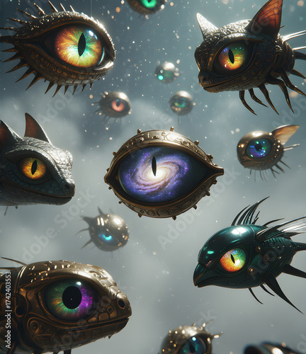 Surreal Cosmic Eye Creatures