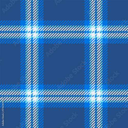 Knit background tartan seamless, strong texture check pattern. Poster fabric textile vector plaid in cyan and blue colors.