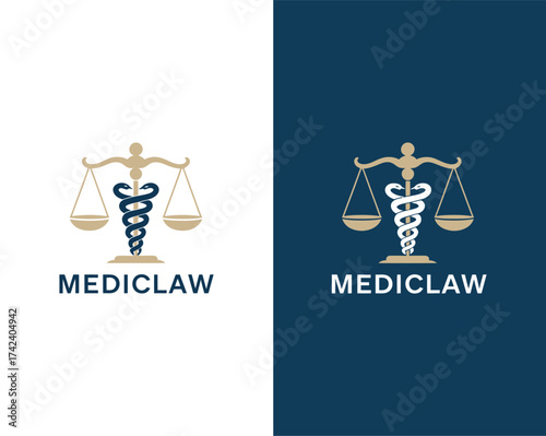 Medical law logo vector design suitable for health care business law firm office and medical services