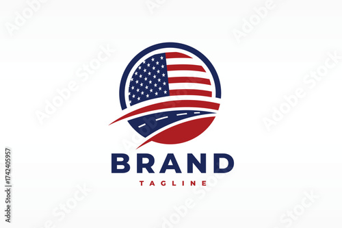 American flag highway circle logo
