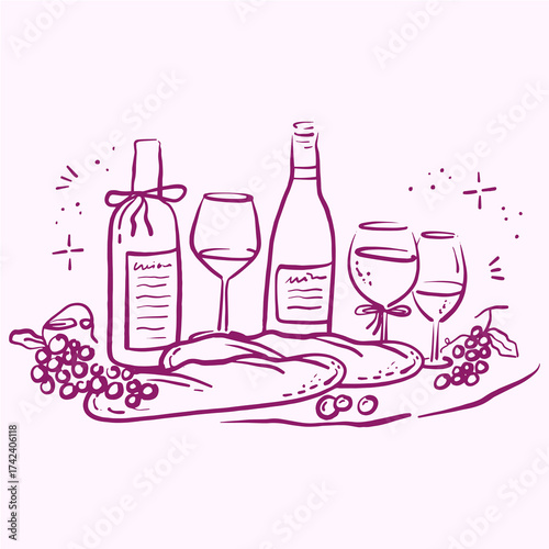 Wedding car hand drawn elements clipart