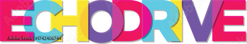 Echodrive wordmark in overlapping colorful letters for modern vibrant branding
