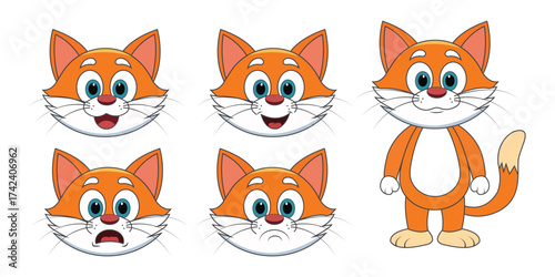 anime cat cartoon characters- cute cat, happy, art, animals