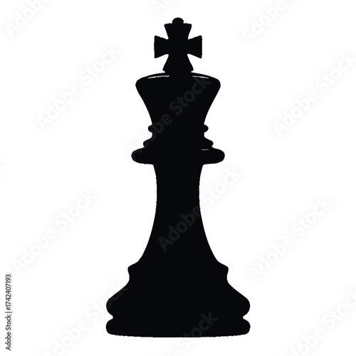 Black silhouette of a chess king piece on a white background