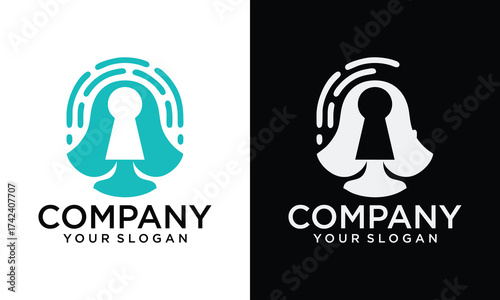 Creative Biometric technology logo design emblem template. Modern fingerprint safety system to identify vector illustration on white background