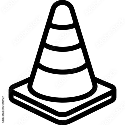 Traffic cone safety marker outline icon vector