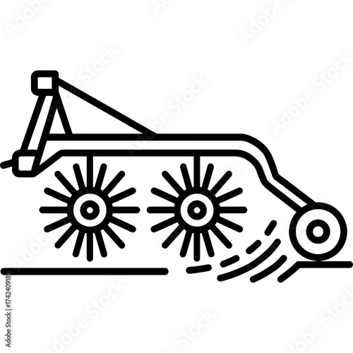 Hay tedder outline icon vector