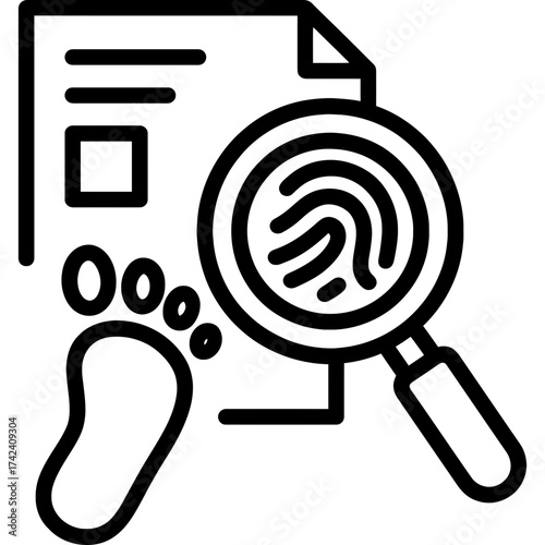 Discovery evidence gathering search outline icon vector