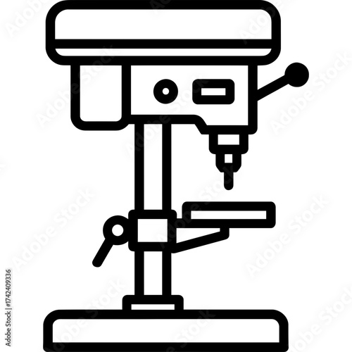 Drill press bench outline icon vector