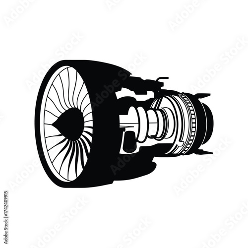 Detailed illustration of a jet engine turbine section