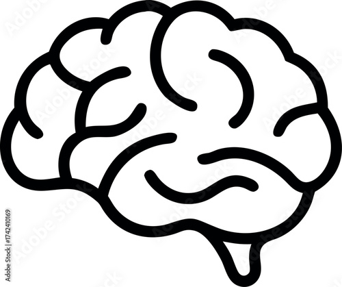 Vector art of stylized outline of a human brain