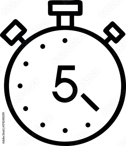 Vector art of stopwatch icon with number 5