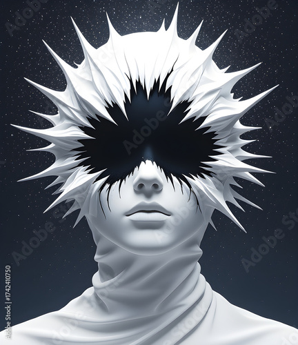 Abstract White Spike Portrait