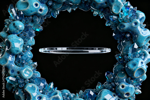 Blue crystal and ceramic decorative ring