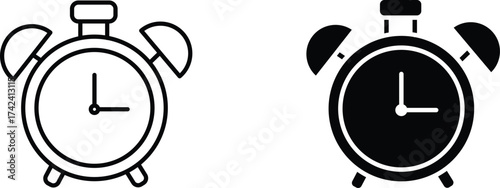 alarm clock  icon vector graphic illustration  with white background flat hand made icon fill icon .