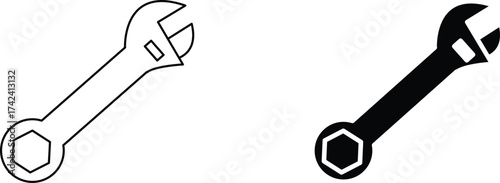 wrench  icon vector graphic illustration  with white background flat hand made icon fill icon .