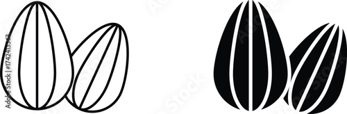 almond  icon vector graphic illustration  with white background flat hand made icon fill icon .