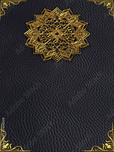 Elegant Leather Texture with Polished Gold Border, Unique Background Embodying Luxury Craftsmanship Essence