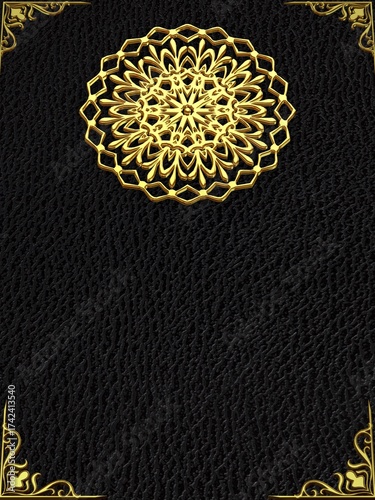 Exclusive Leather Pattern with Shiny Gold Trim, Premium Background Highlighting Luxury Texture and Detail