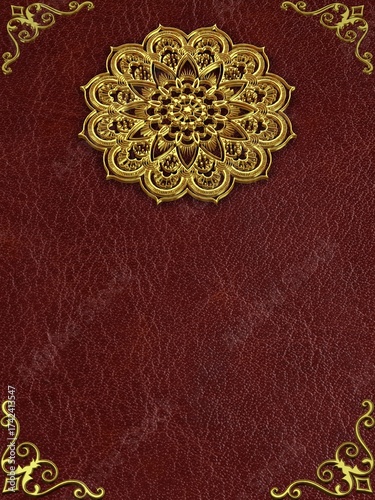 Premium Leather Surface Highlighted by Gold Trim, Unique Background for Artistic and Elegant Graphic Displays