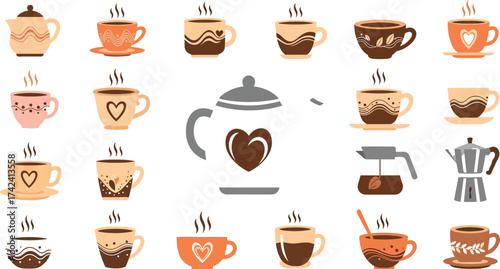 Cozy coffee break set perfect for cafes, menus, and warm, inviting designs