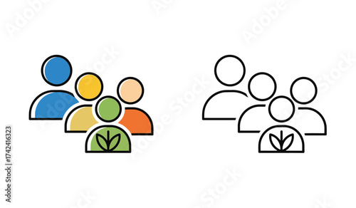 Sustainable Community Teamwork and Collaboration Icon for Social Environmental Responsibility and Growth Initiatives