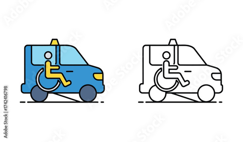 Accessibility transportation icon design for taxi services showcasing vector illustrations for mobile app development