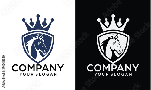 Creative Horse Crown Logo Business  Vector Design Template .