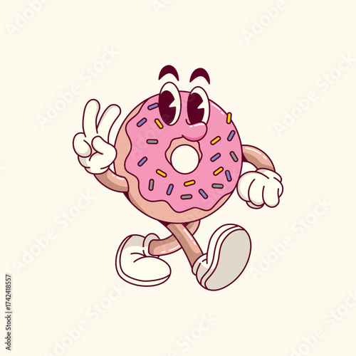 Cartoon donut vector illustration hand drawn